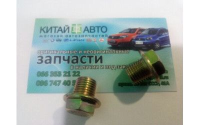 Пробка сливная поддона Chana Benni Hatchback (1,3 MT 2007-2011), Chery Jaggi FL QQ6 Sedan (1.0 MT 2010-2012), Chery QQ S11 Hatchback (0.8 AT 2005-2012), Chery QQ S11 Hatchback (0.8 MT 2005-2012), Chery QQ S11 Hatchback (1.1 AT 2005-2012), Chery QQ S11 Hat