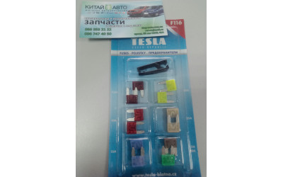 Предохранители + пинцет (набор MINI) (12 шт.) (TESLA Чехия) 5A, 7.5A (2шт.), 10A (2шт.), 15A (2шт.), 20A (2шт.), 25A (2шт.), 30A