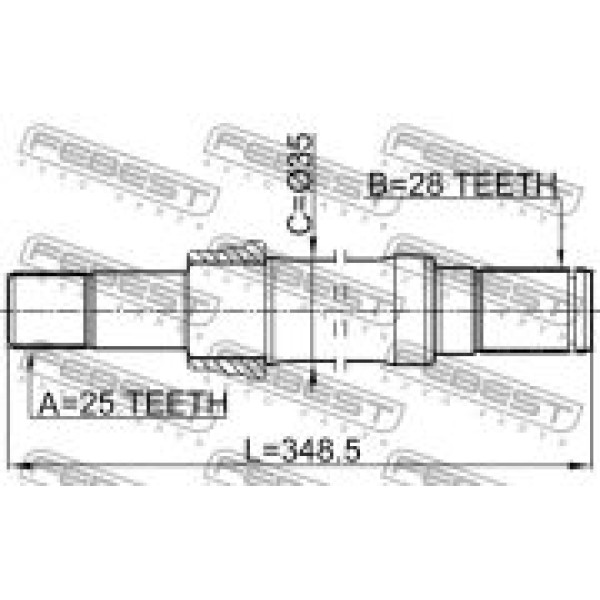 Подшипник подвесной (вал) (Германия, FEBEST) Chery Tiggo T11 (2.0,-2010)